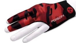 Billiard Glove, Poison Camo 3-Finger, Black-Red, to wear on left hand, L&XL