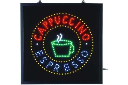 Sign Cappuccino Espresso with LEDs