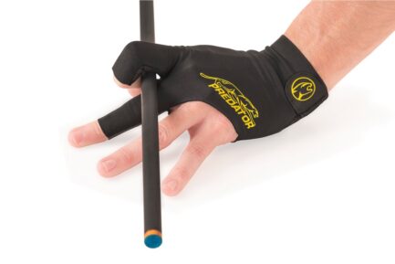 Billiard Glove, Predator Second Skin, 3-Finger, black-yellow, to wear on left hand, L&XL