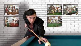 Decorative Wall Mirror Set with Billiard/Dog Theme, 5 pc.