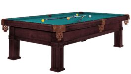 Billiard Table, Pool, Bern, 8 ft., Old Brown, Simonis 860 blue green