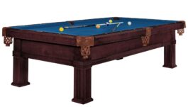 Billiard Table, Pool, Bern, 8 ft., Old Brown, Simonis 760 royal blue