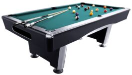 Billiard Table, Pool, Triumph Plus, Black, 8 ft., Simonis 860 blue green