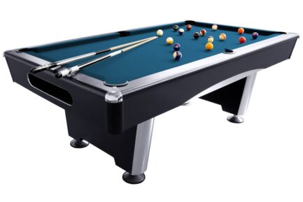 Billiard Table, Pool, Triumph Plus, Black, 8 ft., Simonis 860 royal blue