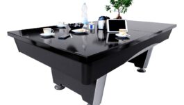 Billiard Table, Pool, Triumph Plus, Black, 8 ft., Simonis 860 shark grey