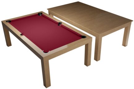 Pool Table / Dining Table, Diner, oak, Pool, 6 ft., Club Cloth burgundy