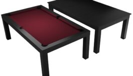 Pool Table / Dining Table, Diner, 7 ft., Matt-Black, Club Cloth burgundy