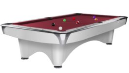 Billiard Table Dynamic III, shining white, Pool, 9 ft., Simonis 760 burgundy