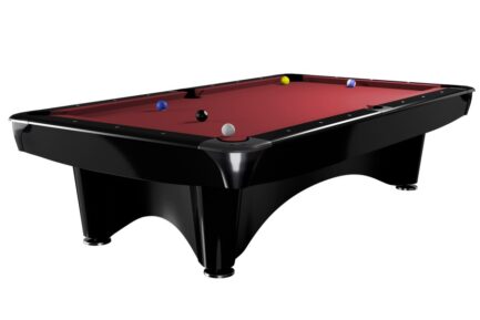 Billiard Table Dynamic III, shining black, Pool, 8 ft, Simonis 760 red