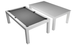 Pool Table / Dining Table, Mozart, 7 ft., matte white, Pool, Club Cloth grey