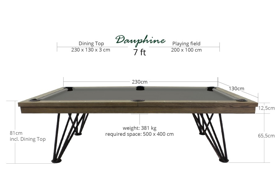 Pool Table / Dining Table, Dauphine, Silver Mist Oak, 7 ft., Simonis 760 royal blue - Image 2