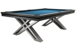 Pool Table / Dining Table, Pierce, 8 ft., Dark Grey, Simonis 760 electric blue