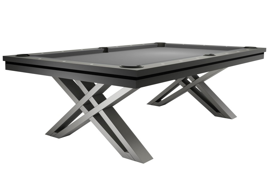 Pool Table / Dining Table, Pierce, 8 ft., Dark Grey, Club Cloth grey