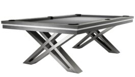Pool Table / Dining Table, Rasson Pierce, 8 ft., Light Grey, Club Cloth grey