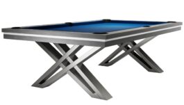Pool Table / Dining Table, Rasson Pierce, 8 ft., Light Grey, Simonis 760 royal blue