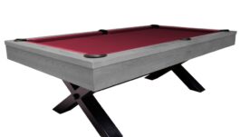 Billiard Table, Pool, Xray, 8 ft., Grey, Club Cloth burgundy