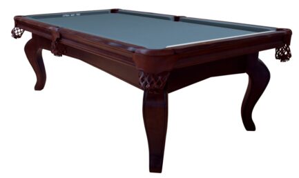 Billiard Table, Pool, Salem, 8 ft., walnut, Simonis 860 powder blue