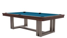 Pool Table / Dining Table, Rasson Trillium, 8 ft., Walnut, Simonis 860 electric blue