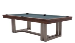 Pool Table / Dining Table, Rasson Trillium, 8 ft., Walnut, Simonis 860 powder blue
