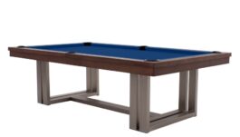 Pool Table / Dining Table, Rasson Trillium, 8 ft., Walnut, Simonis 860 royal blue
