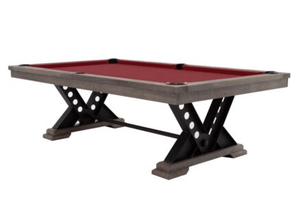 Pool Table / Dining Table, Rasson Vienna, 8 ft., Silver Mist, Simonis 760 burgundy