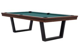 Pool Table / Dining Table, Rasson Madrid, walnut, 8 ft., Simonis 860 blue green