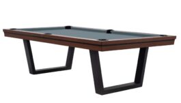 Pool Table / Dining Table, Rasson Madrid, walnut, 8 ft., Simonis 860 powder blue