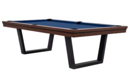 Pool Table / Dining Table, Rasson Madrid, walnut, 8 ft., Simonis 760 royal blue