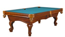 Billiard Table, Pool, York, 8 ft., antique brown, 8 ft., Simonis 860 electric blue