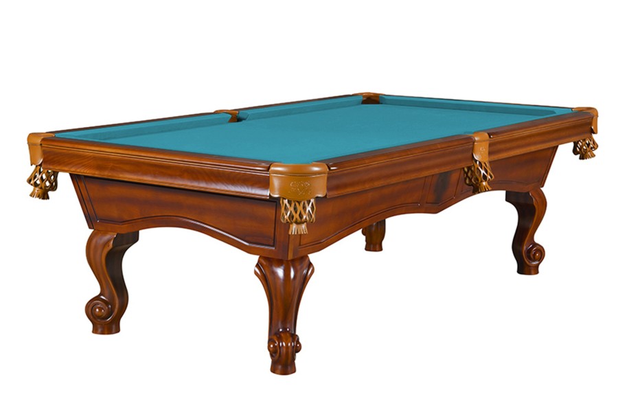 Billiard Table, Pool, York, 8 ft., antique brown, 8 ft., Simonis 860 electric blue