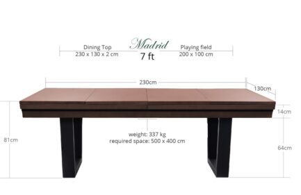 Pool Table / Dining Table, Rasson Madrid, walnut, 7 ft., Club Cloth yellow green - Imagem 2