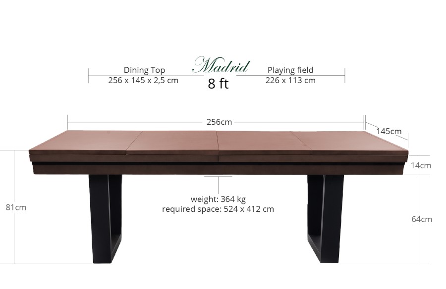 Pool Table / Dining Table, Rasson Madrid, walnut, 8 ft., Simonis 760 grey - Image 2