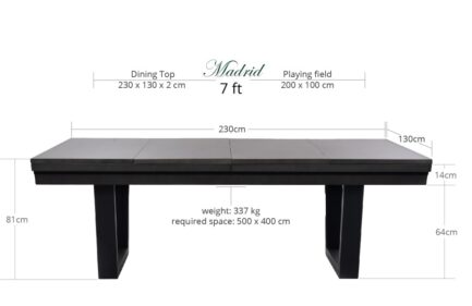 Pool Table / Dining Table, Rasson Madrid, Grey, 7 ft., Club Cloth yellow green - Imagem 2