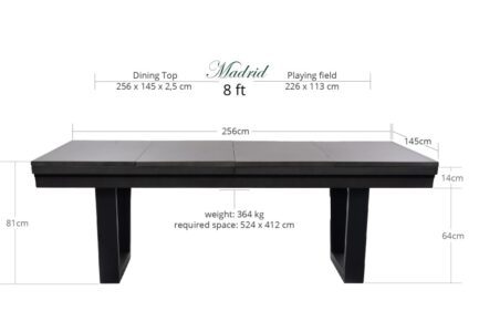 Pool Table / Dining Table, Rasson Madrid, Grey, 8 ft., Simonis 760 tournament blue - Imagem 2