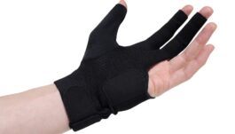 Billiard Glove, Half Finger, Dynamic Premium, 3-Finger, Black/Blue, to wear on left hand, S&M