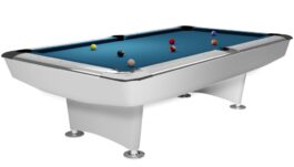 Billiard Table, Pool, Dynamic II, 7 ft., shining white, Simonis 760 electric blue