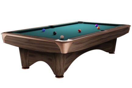 Billiard Table, Pool, Dynamic III, Modern Brown, 9 ft., Simonis 760 blue green