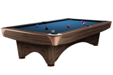 Billiard Table, Pool, Dynamic III, Modern Brown, 9 ft., Simonis 760 royal blue
