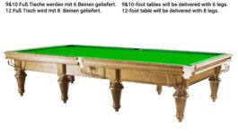 Billiard Table, Snooker, Calissia, Oak, 12 ft.