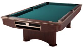 Billiard Table, Pool, Competition II, 9 ft., Mahogany, Simonis 860 blue green
