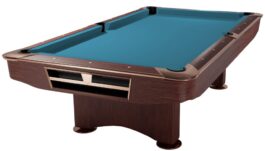 Billiard Table, Pool, Competition II, 9 ft., Mahogany, Simonis 860 electric blue