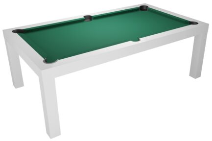 Pool Table / Dining Table, Mozart, 7 ft., matte white, Pool, Club Cloth yellow green - Imagem 2