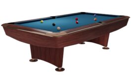 Billiard Table Dynamic II, 9 ft, brown, Pool, Simonis 860 electric blue