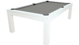 Pool Table / Dining Table, Rasson Penelope II, Shining White incl. table cover, 8 ft., Club Cloth grey