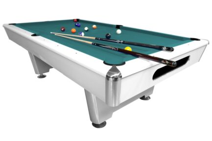 Billiard Table Dynamic Triumph, matt white, Pool, 8 ft., Simonis 760 blue green