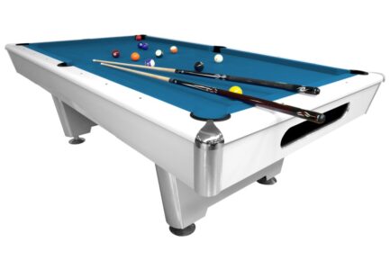 Billiard Table, Pool, Triumph Plus, Matt White, 7 ft., Simonis 760 royal blue