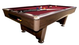 Billiard Table, Pool, Triumph Plus, Brown, 8 ft., Simonis 860 burgundy