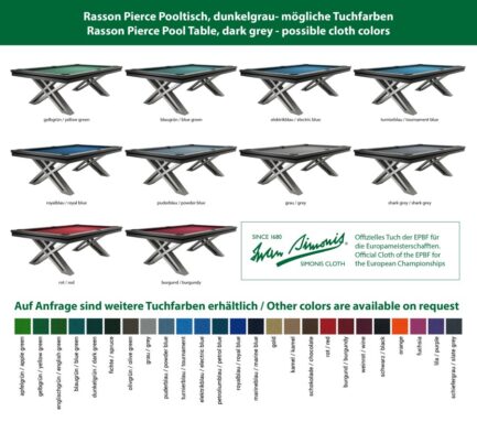 Pool Table / Dining Table, Pierce, 8 ft., Dark Grey, Simonis 760 royal blue - Image 10