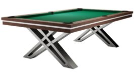 Pool Table / Dining Table, Pierce, 8 ft., Walnut, Simonis 760 tournament blue