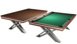 Pool Table / Dining Table, Pierce, 8 ft., Walnut, Simonis 760 yellow green